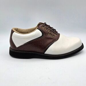 Dunlop Shoes Mens 11  Saddle Oxfords Plain Toe Golf M1850CS Brown White Leather